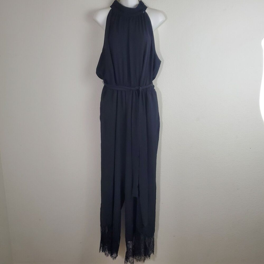 Cato Women's Jumpsuit 22/24W Black Lace Trim Dark Romantic Feminine Edgy
